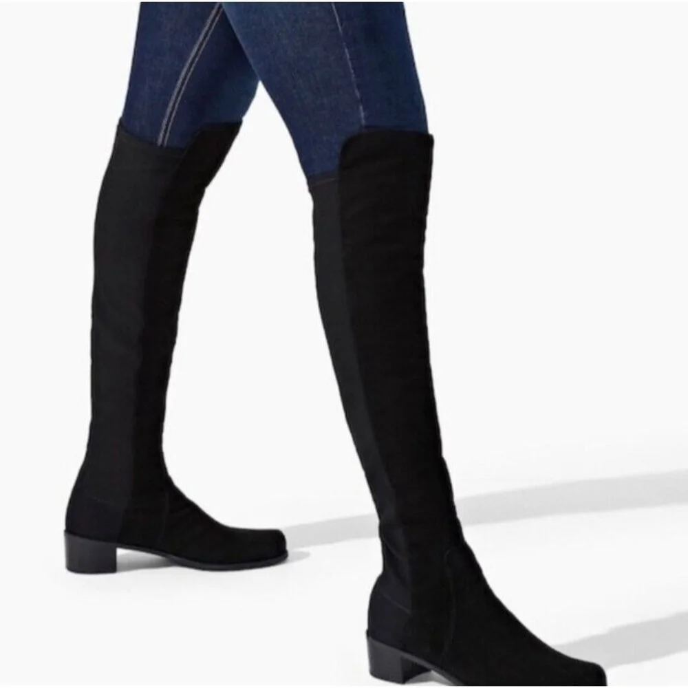 $850 STUART WEITZMAN Reserve Boot OVER THE KNEE SUEDE BOOT BLACK Size 6